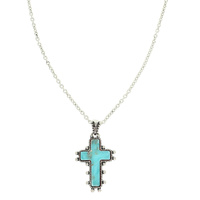 WESTERN TURQUOISE CROSS PENDANT NECKLACE