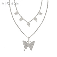 2PC BUTTERFLY PENDANT NECKLACE SET