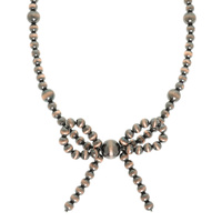 WESTERN BOW PENDANT PEARL BEAD NECKLACE