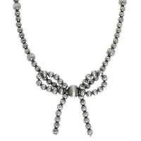 WESTERN BOW PENDANT PEARL BEAD NECKLACE