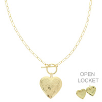 HEART LOCKET PENDANT TOGGLE NECKLACE