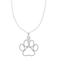 JEWELED CUTOUT PAW PENDANT NECKLACE