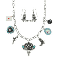 WESTERN GAMBLING THEME MULTI-CHARM NECKLACE SET