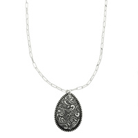 WESTERN FILIGREE ETCHED TEARDROP NECKLACE