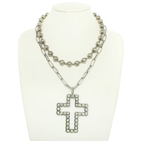 2PC WESTERN CROSS PENDANT NECKLACE SET