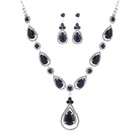 CRYSTAL RHINESTONE TEARDROP NECKLACE AND EARRINGS SET