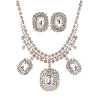 CRYSTAL RHINESTONE RECTANGLE NECKLACE AND EARRINGS SET