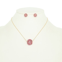 CRYSTAL PAVE BALL NECKLACE SET