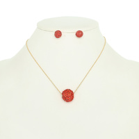 CRYSTAL PAVE BALL NECKLACE SET