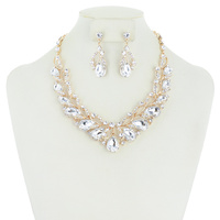 CRYSTAL RHINESTONE V SHAPE NECKLACE SET