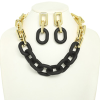 TWO-TONE CHUNKY CHAIN NECKLACE SET