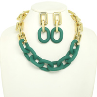 TWO-TONE CHUNKY CHAIN NECKLACE SET