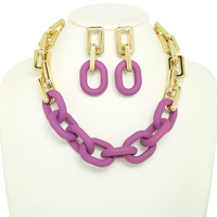 TWO-TONE CHUNKY CHAIN NECKLACE SET