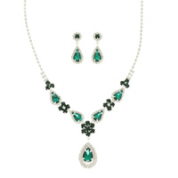 TEARDROP CRYSTAL STATEMENT NECKLACE SET