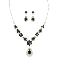 TEARDROP CRYSTAL STATEMENT NECKLACE SET