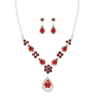 TEARDROP CRYSTAL STATEMENT NECKLACE SET