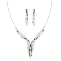 CRYSTAL RHINESTONE PAVE V-SHAPED NECKLACE SET