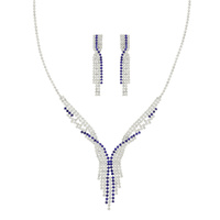 CRYSTAL RHINESTONE PAVE V-SHAPED NECKLACE SET