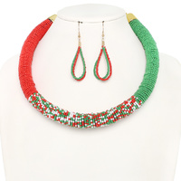 CHRISTMAS MULTI-COLOR BEAD NECKLACE SET