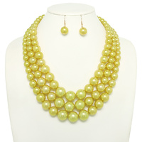 MULTI-STRAND PEARL BEAD NECKLACE SET