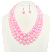 MULTI-STRAND PEARL BEAD NECKLACE SET