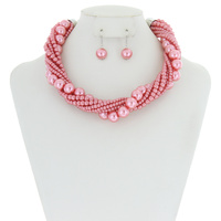 MULTI STRAND TWISTED PEARL NECKLACE