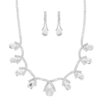 TEARDROP CRYSTAL STATEMENT NECKLACE SET