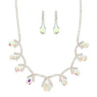 TEARDROP CRYSTAL STATEMENT NECKLACE SET