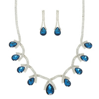 TEARDROP CRYSTAL STATEMENT NECKLACE SET