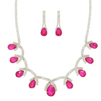 TEARDROP CRYSTAL STATEMENT NECKLACE SET