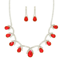 TEARDROP CRYSTAL STATEMENT NECKLACE SET