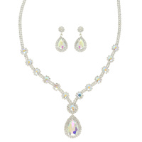 CRYSTAL TEARDROP STATEMENT NECKLACE SET