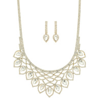 CRYSTAL RHINESTONE PAVE TEARDROP NECKLACE SET