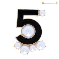 NUMBER FIVE PEARL EMBELLISHED BROOCH PIN