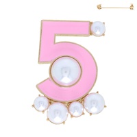 NUMBER FIVE PEARL EMBELLISHED BROOCH PIN