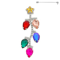 CHRISTMAS LIGHTS CRYSTAL GEMSTONE BROOCH PIN