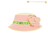 ENAMEL HAT WITH FLOWER BROOCH PIN