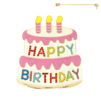 HAPPY BIRTHDAY CAKE BROOCH PIN