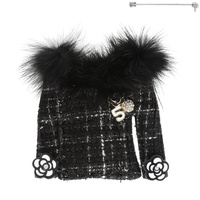 FASHIONISTA FAUX FUR CARDIGAN BROOCH PIN