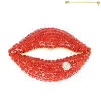 3D ICONIC JEWELED SEXY LIP BROOCH PIN