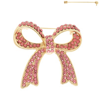 JEWELED SHORT TAIL BOW KNOT BROOCH PIN