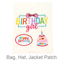 3PC BIRTHDAY THEMED ASSORTED PATCH SET