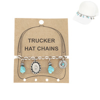 WESTERN THEMED TURQUOISE CHARM TRUCKER HAT CHAIN