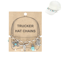 WESTERN THEMED TURQUOISE CHARM TRUCKER HAT CHAIN