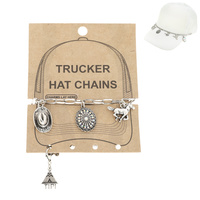 WESTERN THEMED CRYSTAL CHARM TRUCKER HAT CHAIN