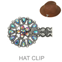 WESTERN CRYSTAL FLORAL CONCHO BRIM HAT CLIP