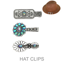 3PC WESTERN FLORAL THEME CONCHO BRIM HAT CLIP SET