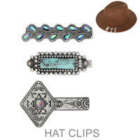 3PC WESTERN THEME CRYSTAL CONCHO BRIM HAT CLIP SET