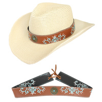 WESTERN FLORAL EMBROIDERED LEATHER HAT BAND
