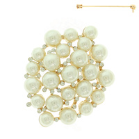 PEARL AND RHINESTONE CLUSTER BROOCH PIN